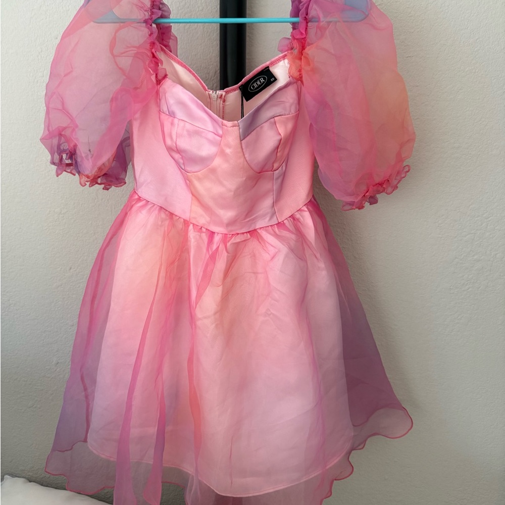 Cider pink sheer princess dress size XS new with tags